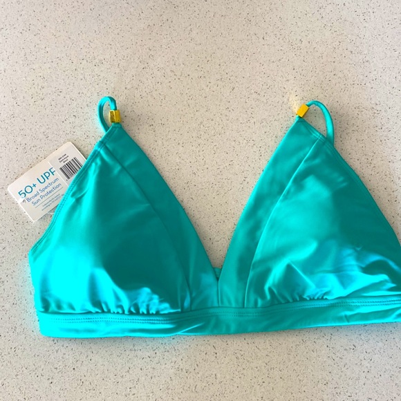 Cabana Life Sun UV Protection Aqua Bikini Top XL NWT 50+ Gold Padded - Picture 12 of 12